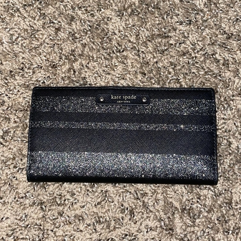Kate Spade Glittery Black and Silver Wallet